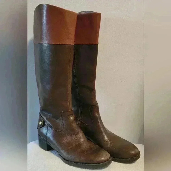 Franco Sarto Genuine Leather Tall Riding Style Calf Brown Knee Boots CYMA2 7.5 - Picture 2 of 10